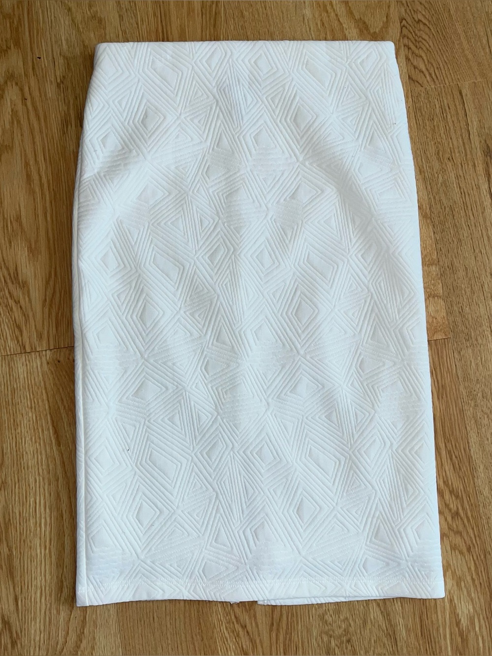 Forever 21 Women’s White Geometric Textured Pencil Skirt High Rise Lined Slit M
